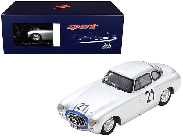 Mercedes-Benz 300 SL #21 Hermann Lang - Fritz Riess "Daimler-Benz A.G." Winner "24 Hours of Le Mans" (1952) with Acrylic Display Case 1/18 Model Car by Spark