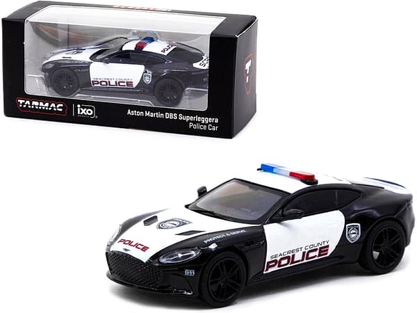 Aston Martin DBS Superleggera Seacrest County Police Black and White 1/64 Diecast Model Car by Tarmac Works