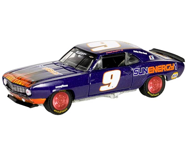 1969 Chevrolet Camaro #9 "Chase Elliott - Hendrick Motorsports First Win Tribute" Purple Metallic with Flames "Hobby Exclusive" Series 1/64 Diecast Model Car by Greenlight