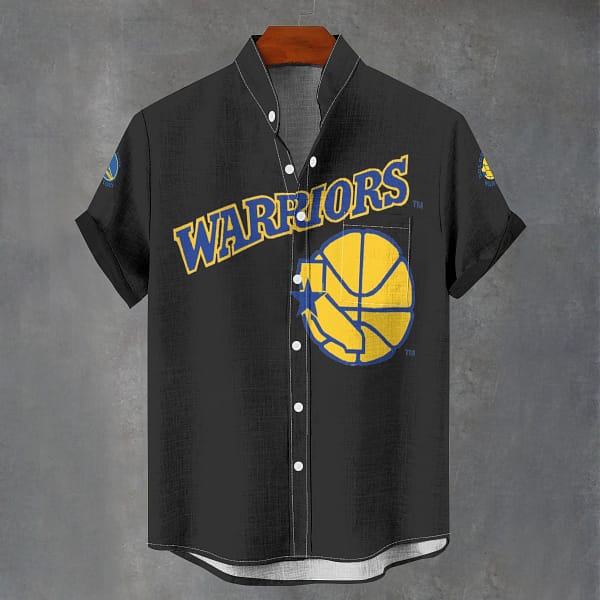 Golden State Warriors Men's Stand Collar Shirt Imitation Flax